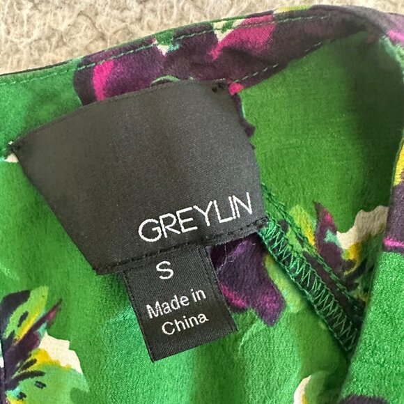 GREYLIN Silk Dress Floral Button Front Lined - Picture 12 of 16